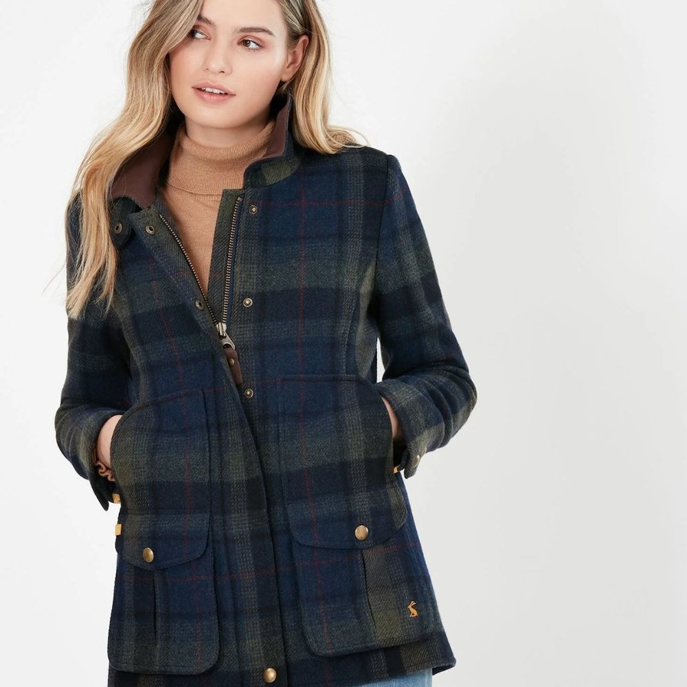 Joules Tweed Fieldcoat - Green Blue Tweed- Like New!